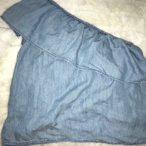 AMERICAN EAGLE ONE SHOULDER DENIM TOP